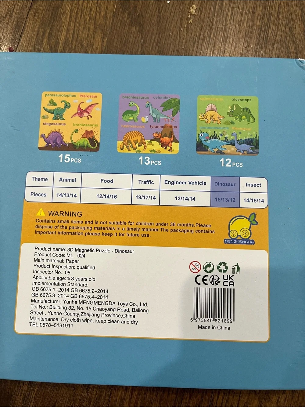 Magnetic Puzzle Set for Kids - Green Dinosaur Theme
